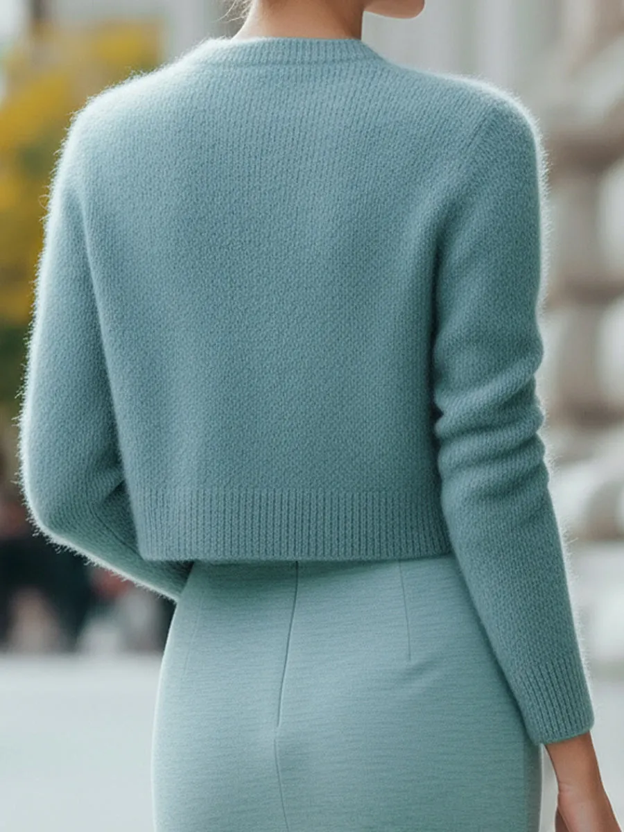 Classic Cropped Knit Cardigan sold by Mooyius product image thumbnail 4