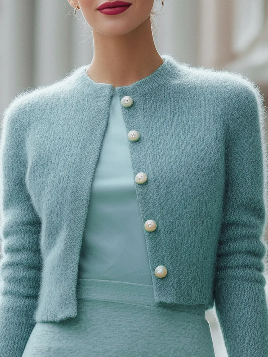Classic Cropped Knit Cardigan sold by Mooyius product image thumbnail 2