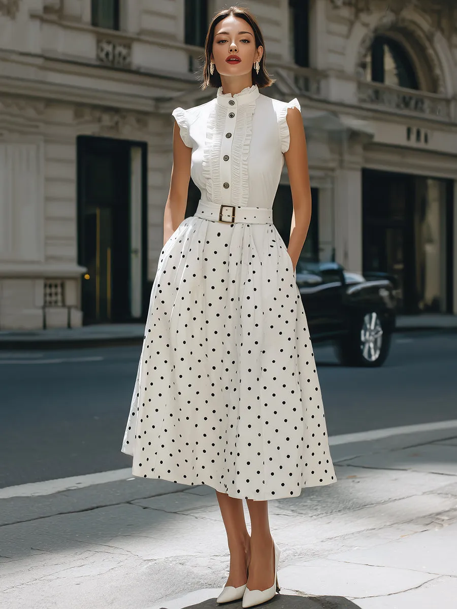 Vintage-Chic Polka Dot Midi Dress sold by Mooyius product image thumbnail 2