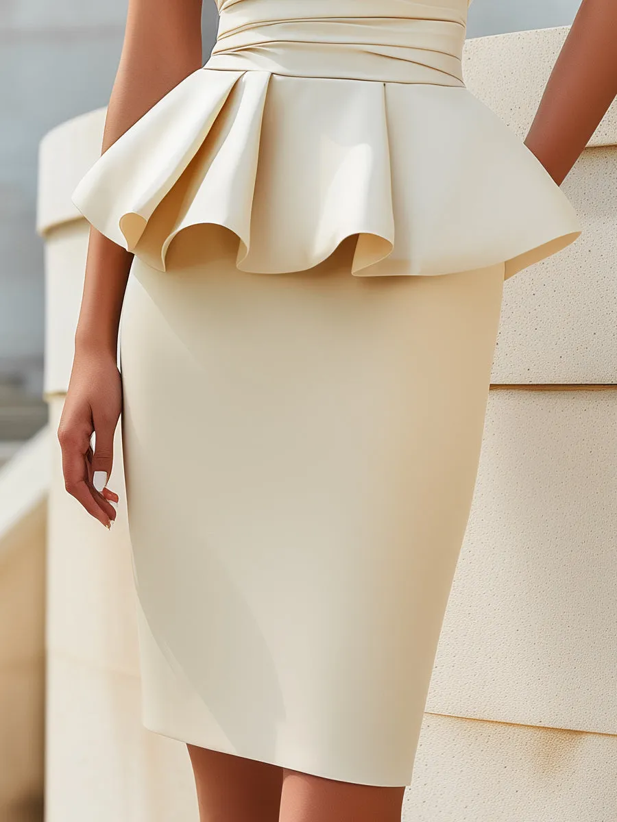 Sleeveless Structured Peplum Sheath Dress sold by Mooyius product image thumbnail 3