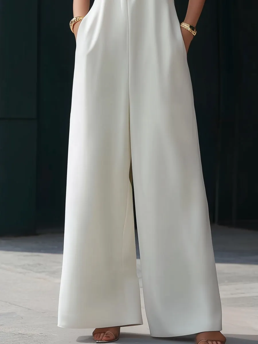 Halter-Neck Draped Wide-Leg Jumpsuit sold by Mooyius product image thumbnail 3