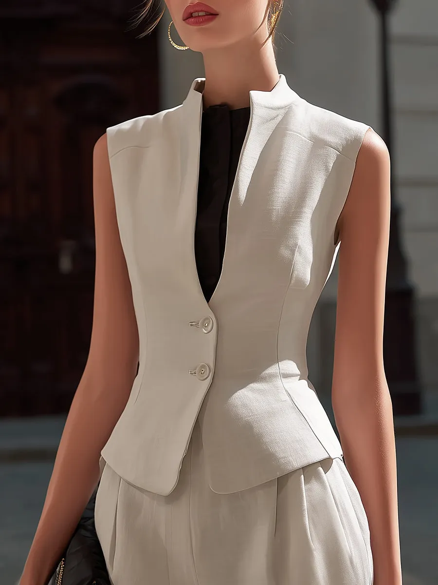 Sleeveless Tailored Vest And Shorts Set sold by Mooyius product image thumbnail 3