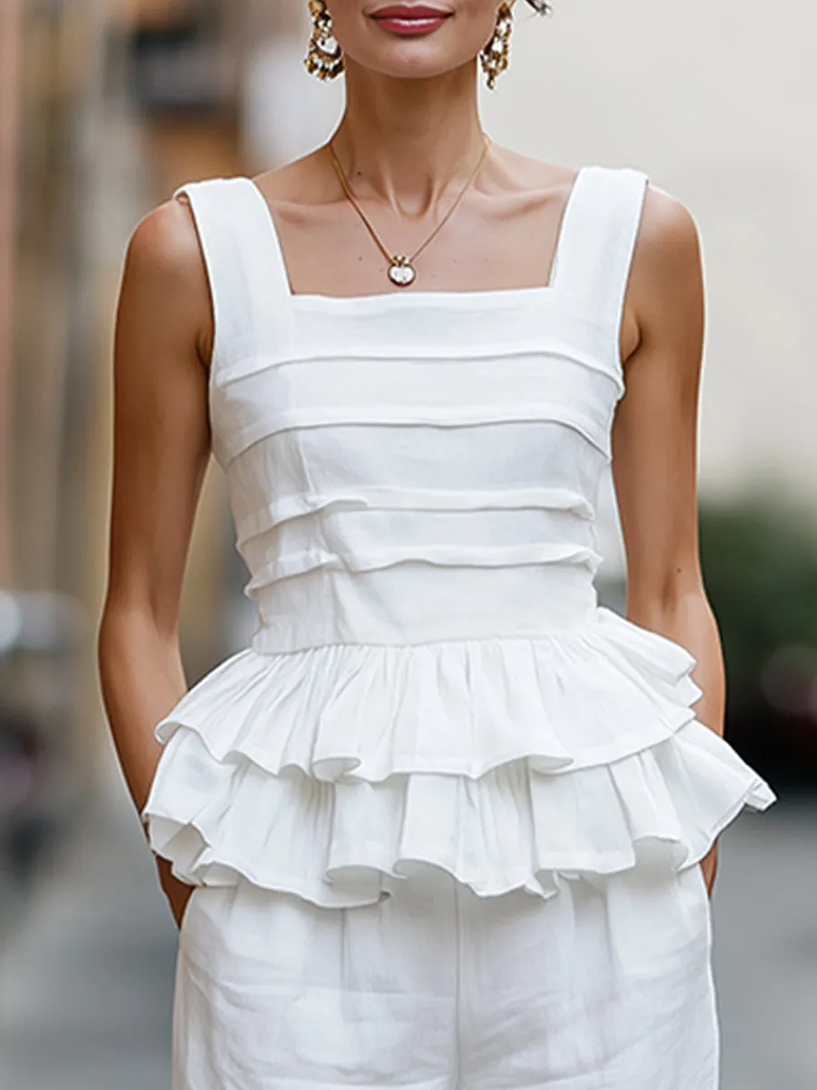 Tiered Elegance Linen-Blend Co-ord Set sold by Mooyius product image thumbnail 3
