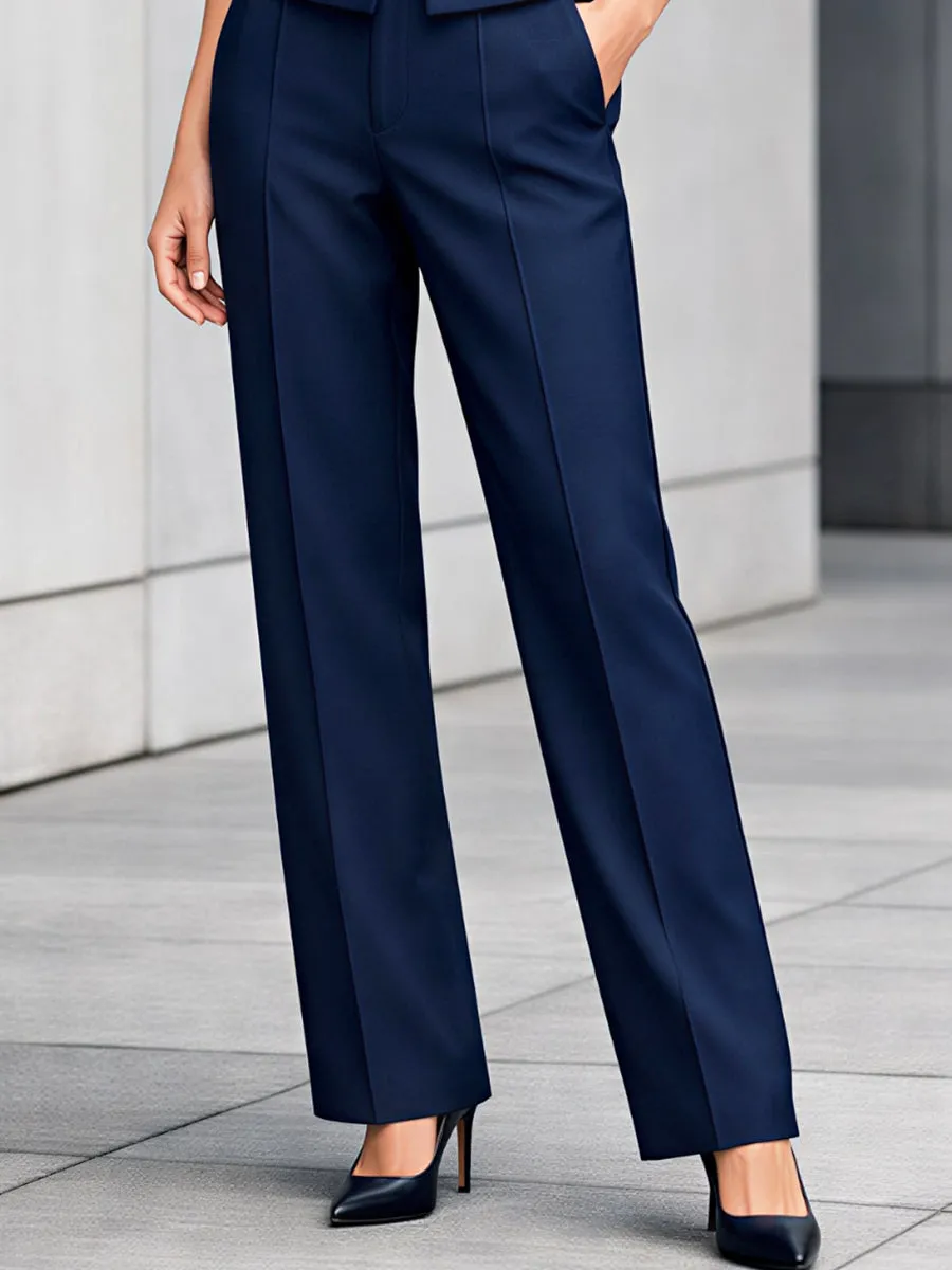 Navy Sleeveless Stand Collar Vest & Straight-Leg Pants Two-Piece Suit sold by Mooyius product image thumbnail 3