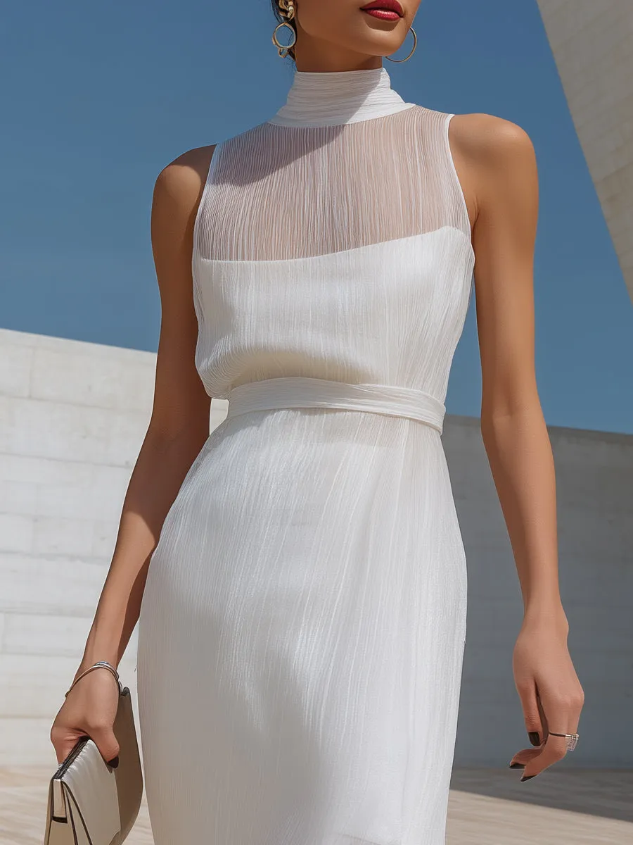 Refined Crinkle-Texture Chiffon Maxi Dress With Lining sold by Mooyius product image thumbnail 2