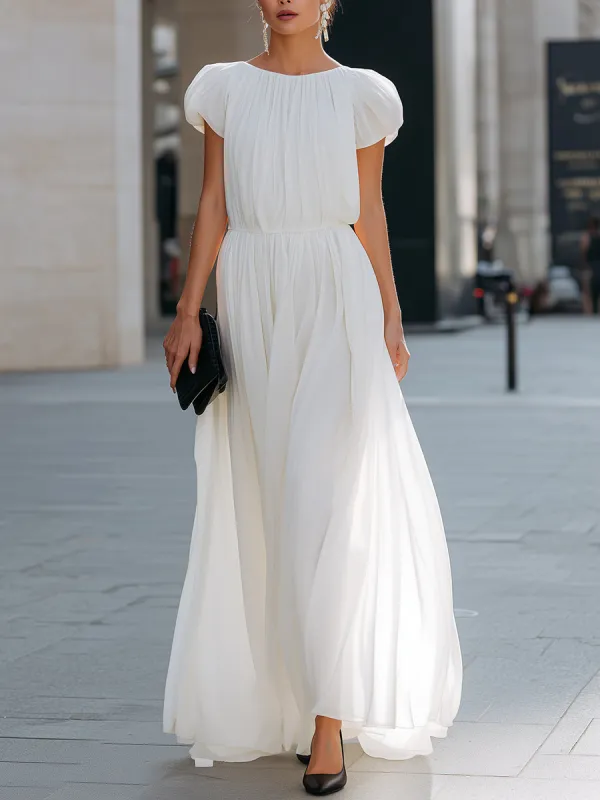Gathered Puff-Sleeve Maxi Dress made by Mooyius