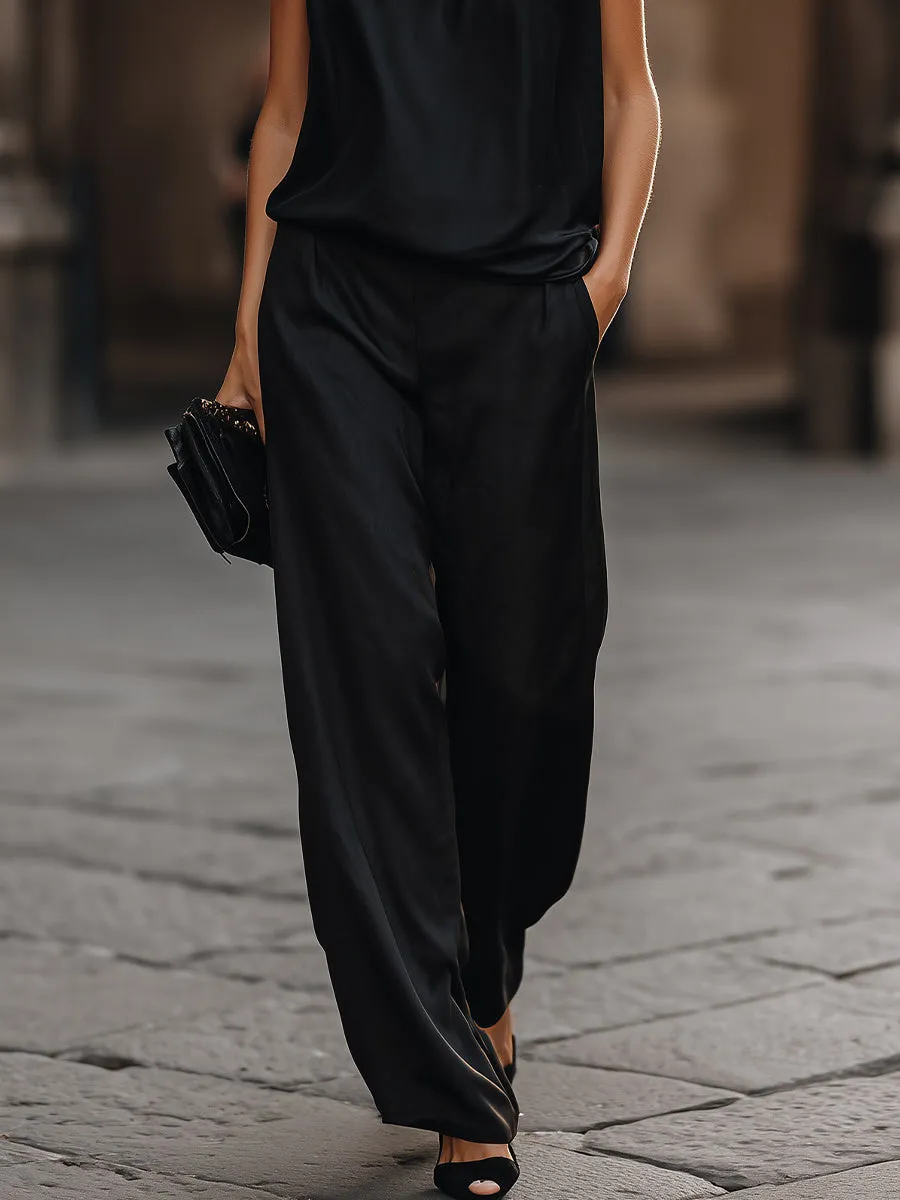 Sleeveless High-Neck Wide-Leg Pants Set sold by Mooyius product image thumbnail 4