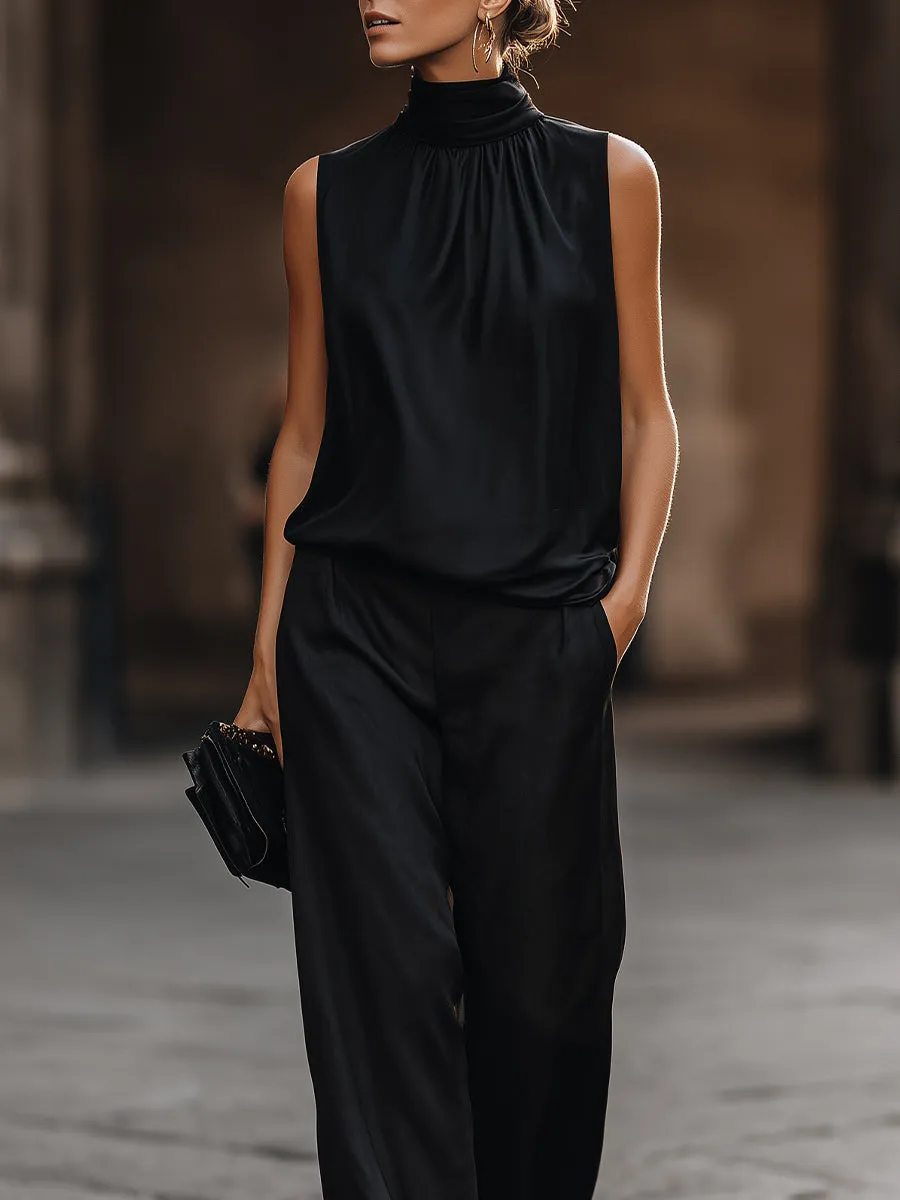 Sleeveless High-Neck Wide-Leg Pants Set sold by Mooyius product image thumbnail 3