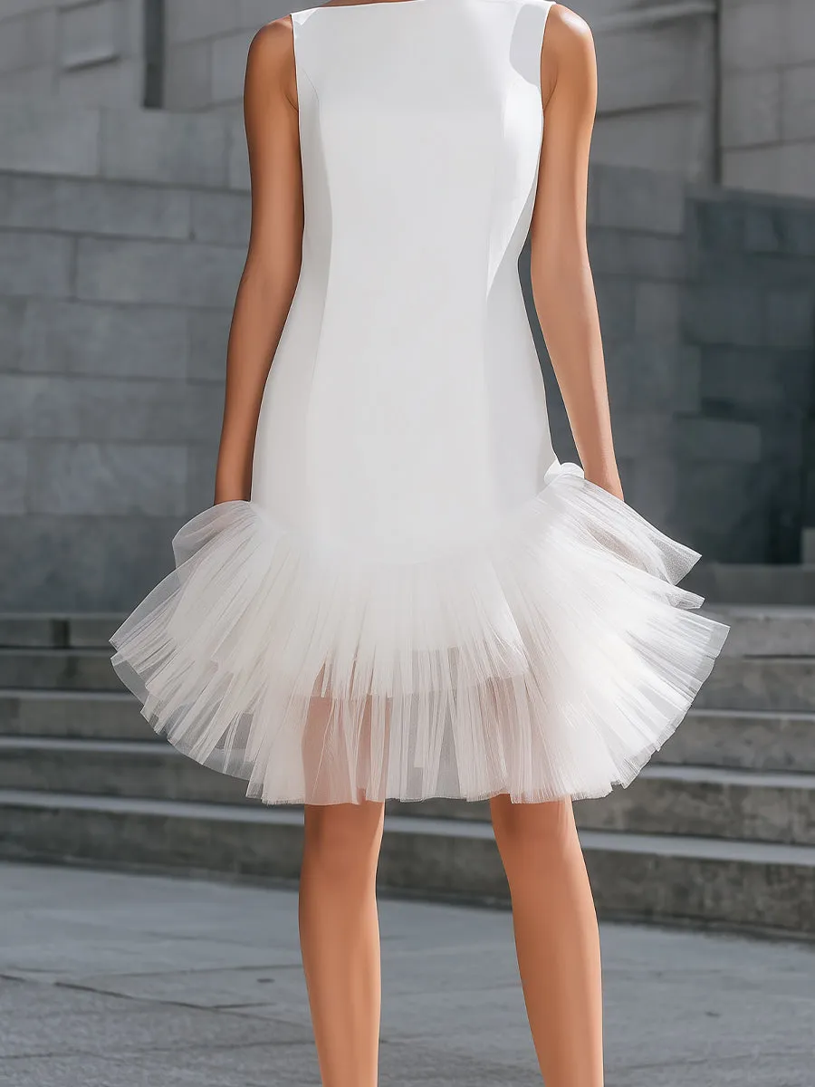Sleeveless Tulle Ruffle Hem Midi Dress sold by Mooyius product image thumbnail 4