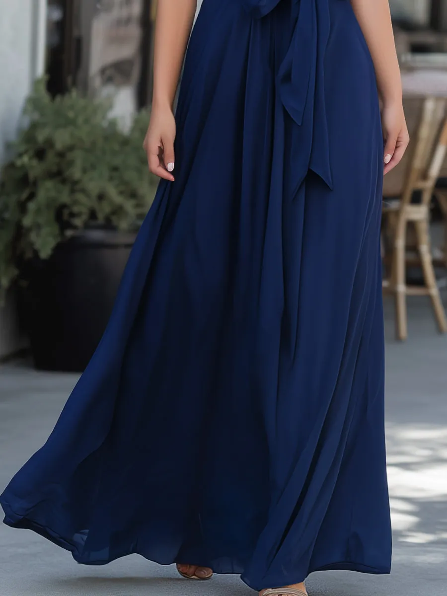 Halter Neck Tie-Waist Flowing Maxi Dress sold by Mooyius product image thumbnail 3