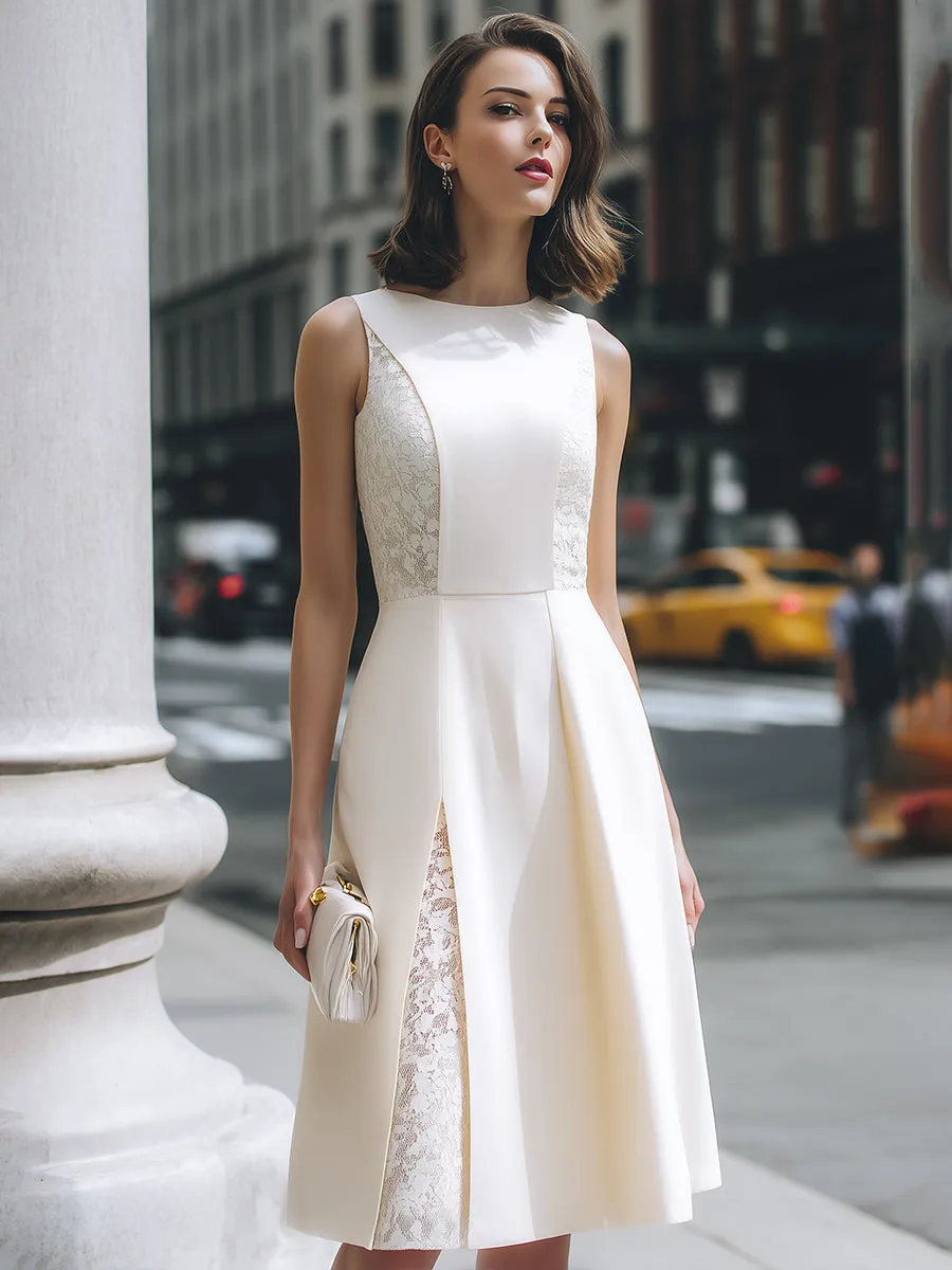 Lace Panel A-Line Midi Dress sold by Mooyius product image thumbnail 2