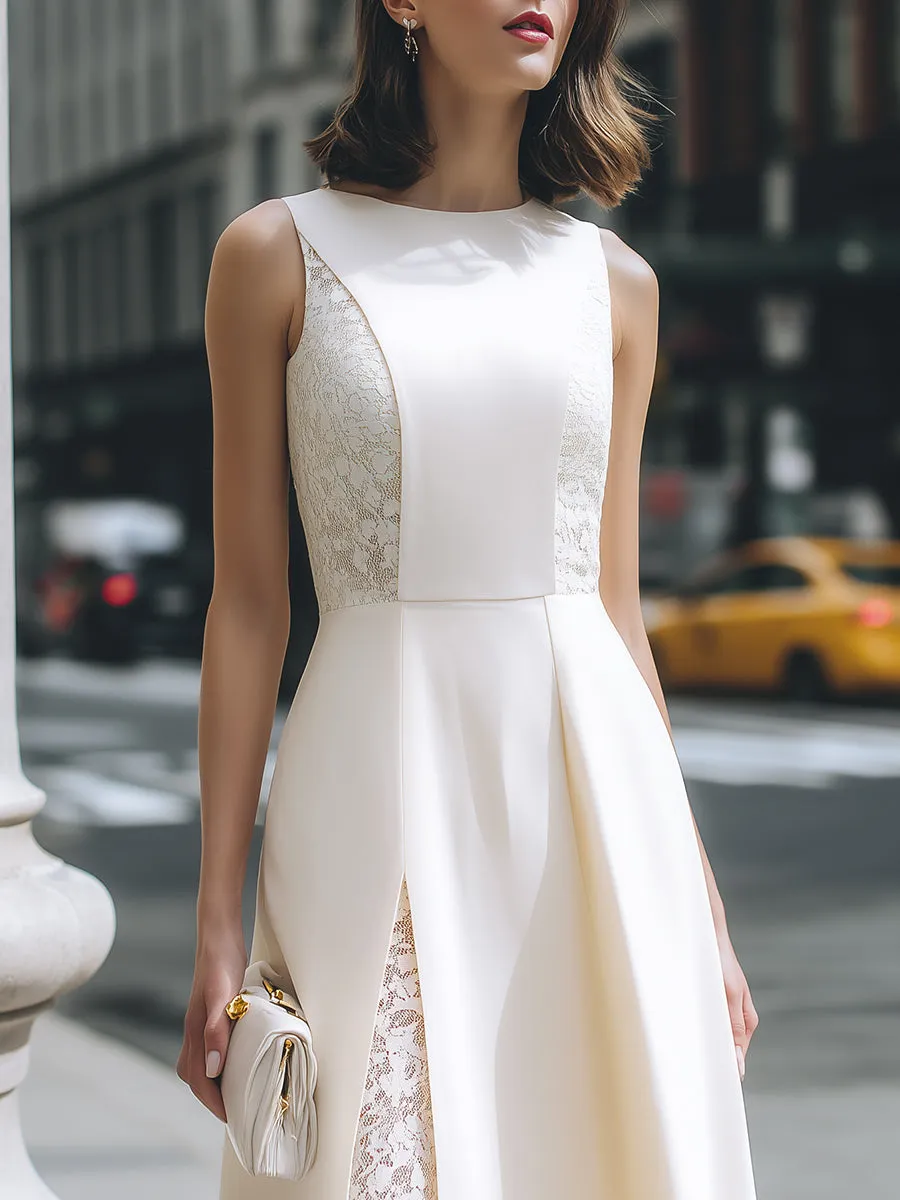 Lace Panel A-Line Midi Dress sold by Mooyius product image thumbnail 3