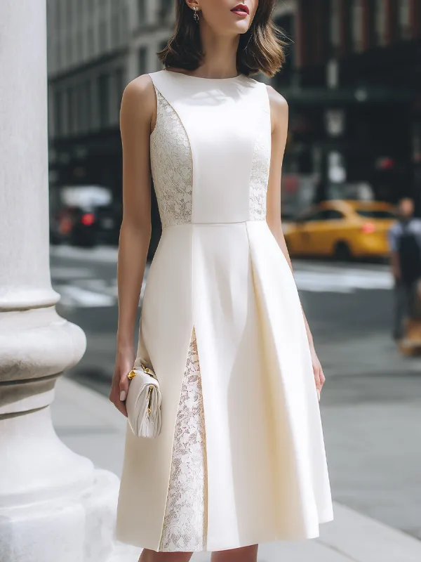 Lace Panel A-Line Midi Dress made by Mooyius