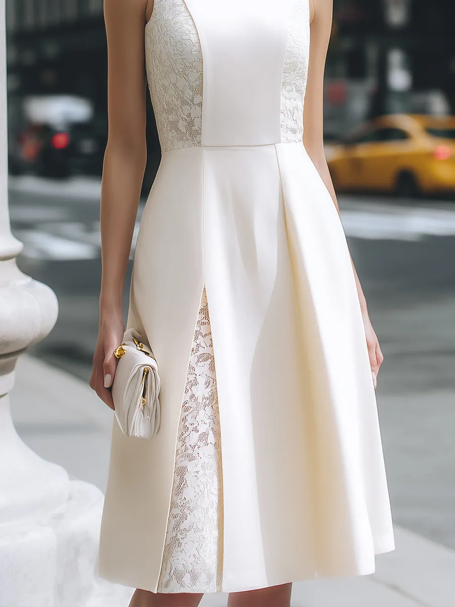 Lace Panel A-Line Midi Dress sold by Mooyius product image thumbnail 4
