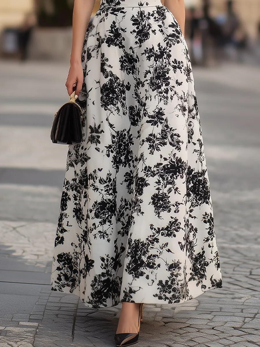 Black Puff Sleeve Bodice & Black Floral Print Maxi Dress sold by Mooyius product image thumbnail 4