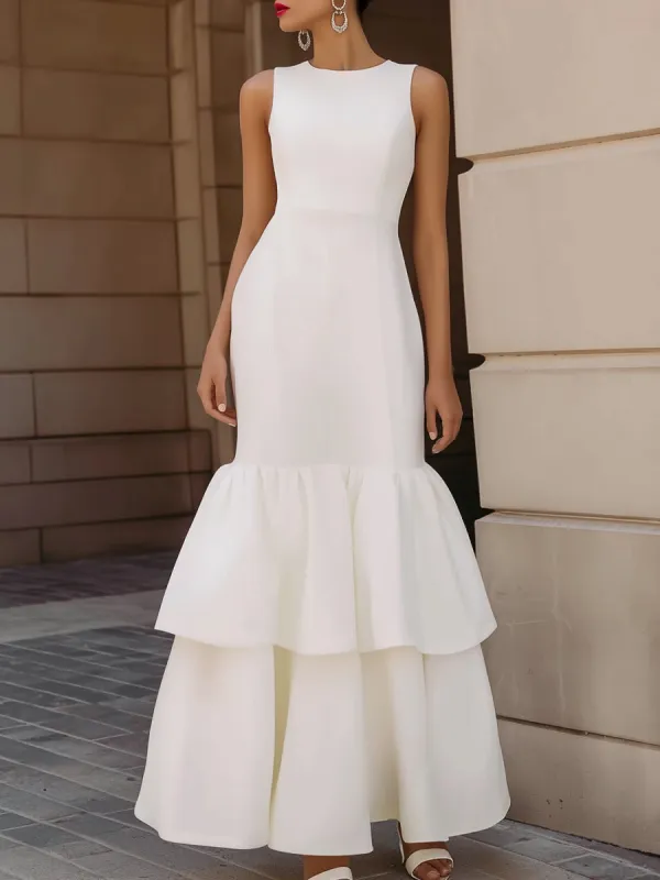 Sleeveless Tiered Ruffle Hem Maxi Dress made by Mooyius