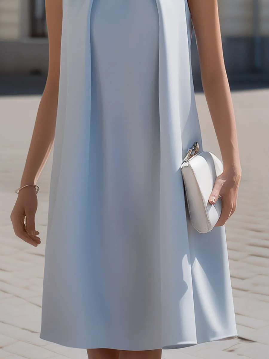 Sleeveless High-Neck Pleated A-Line Dress sold by Mooyius product image thumbnail 3