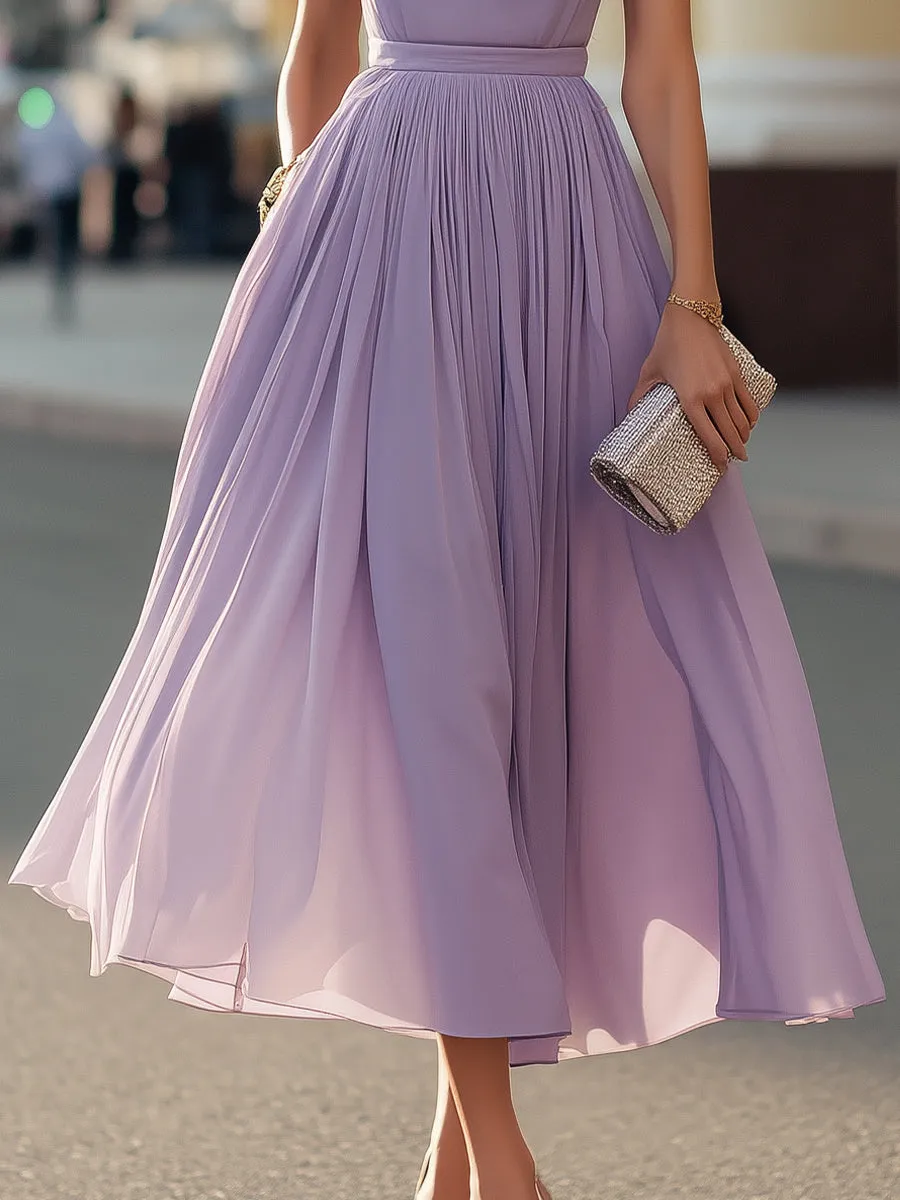 Sleeveless Pleated Waist Midi Dress sold by Mooyius product image thumbnail 4