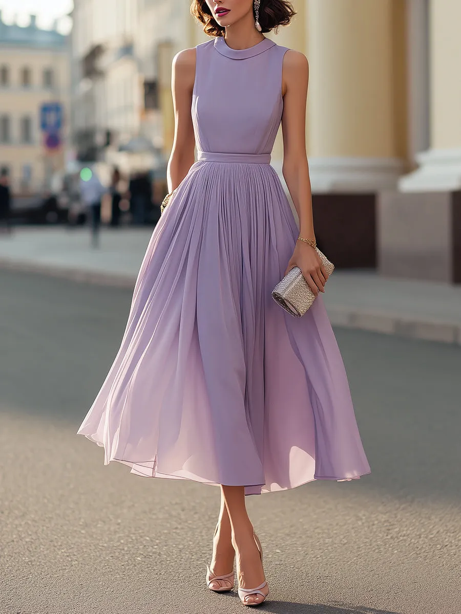 Sleeveless Pleated Waist Midi Dress sold by Mooyius
