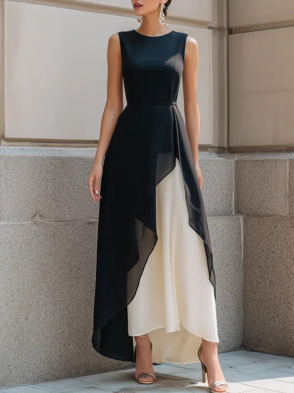Layered Asymmetric Chiffon Maxi Dress made by Mooyius