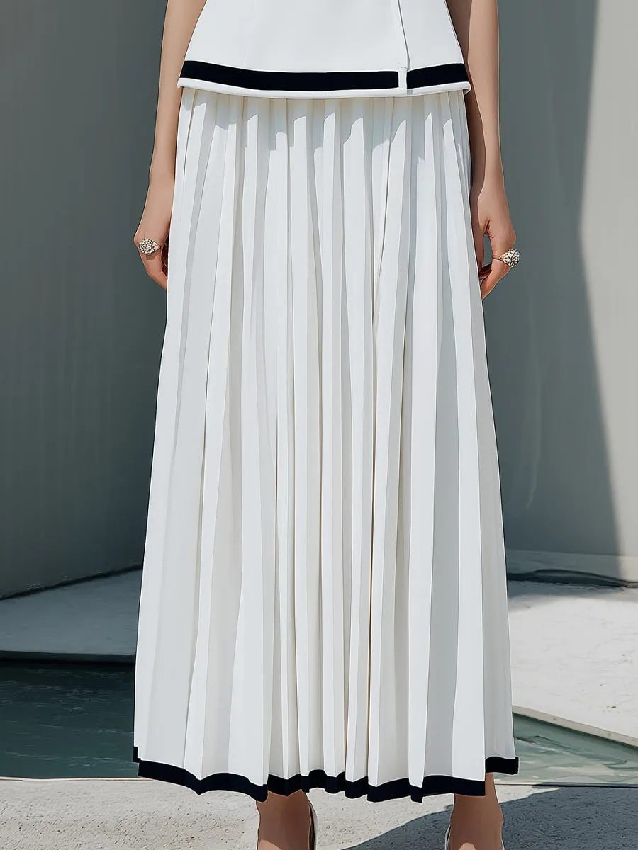 Elegant Sleeveless Structured Top And Pleated Maxi Skirt Set sold by Mooyius product image thumbnail 3