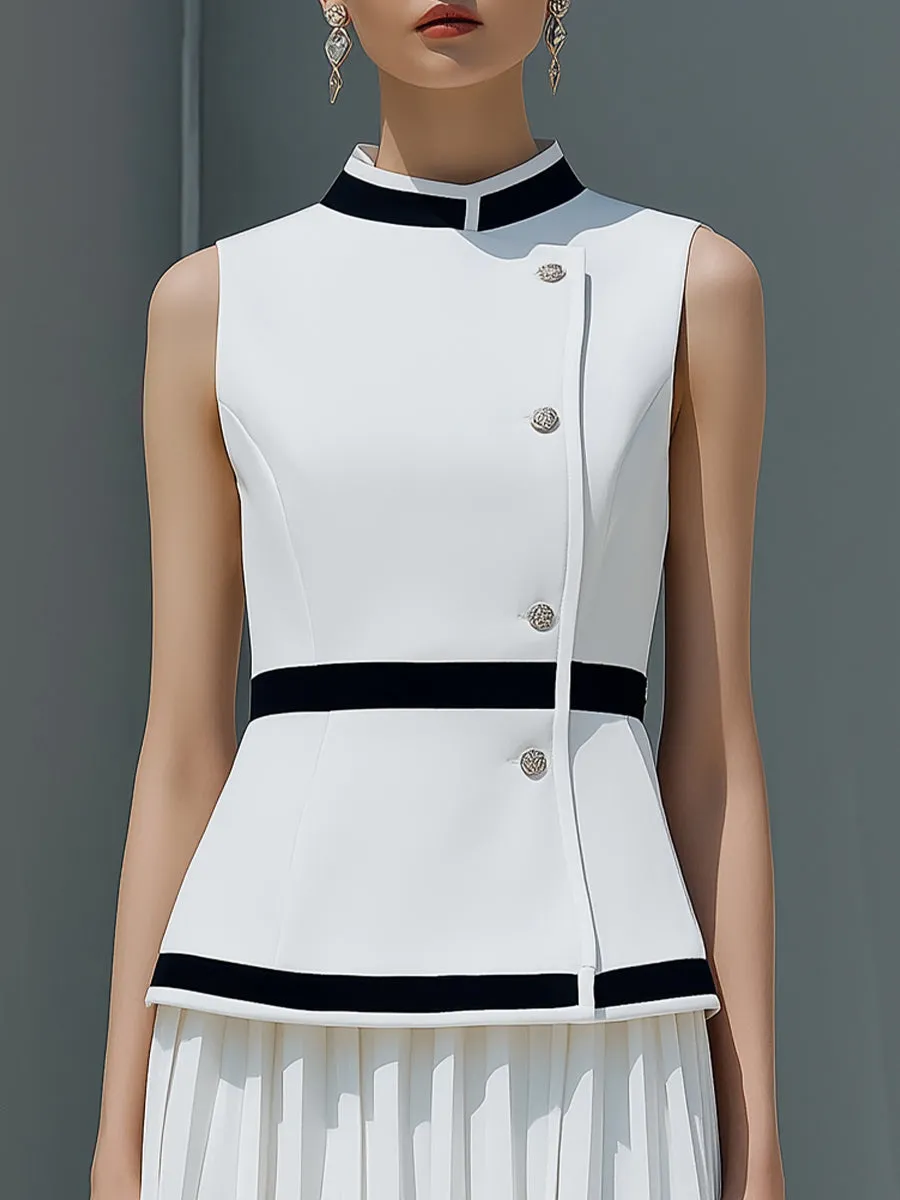 Elegant Sleeveless Structured Top And Pleated Maxi Skirt Set sold by Mooyius product image thumbnail 2