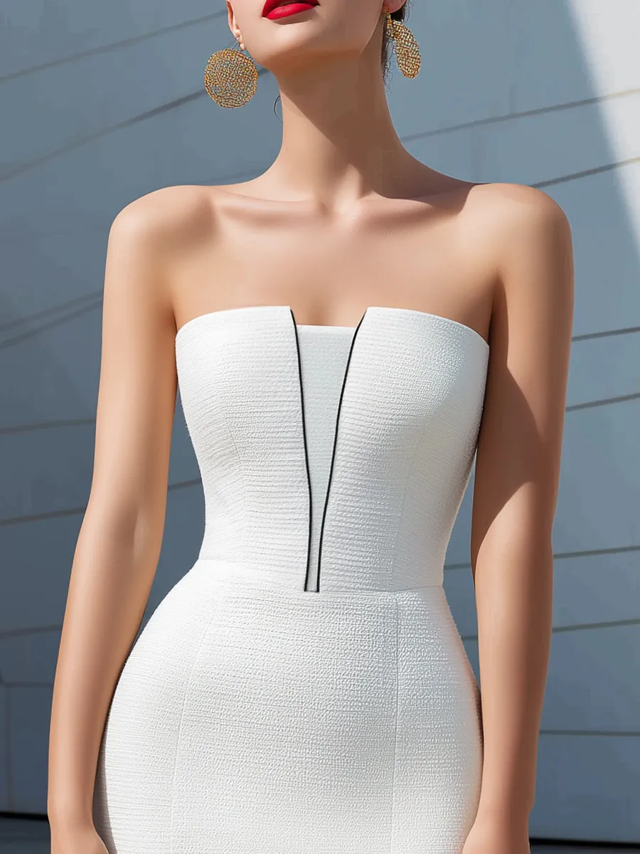 Strapless Sculpted Bustier Midi Dress sold by Mooyius product image thumbnail 2
