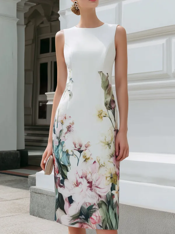 Sleeveless Floral Print Sheath Midi Dress made by Mooyius