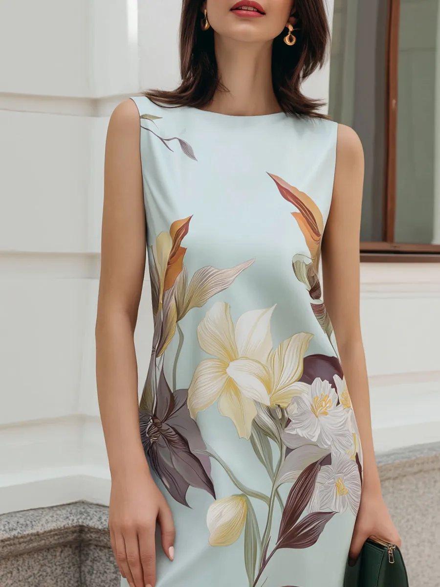 Sleeveless Botanical Print Shift Dress sold by Mooyius product image thumbnail 2