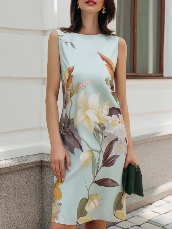 Sleeveless Botanical Print Shift Dress made by Mooyius