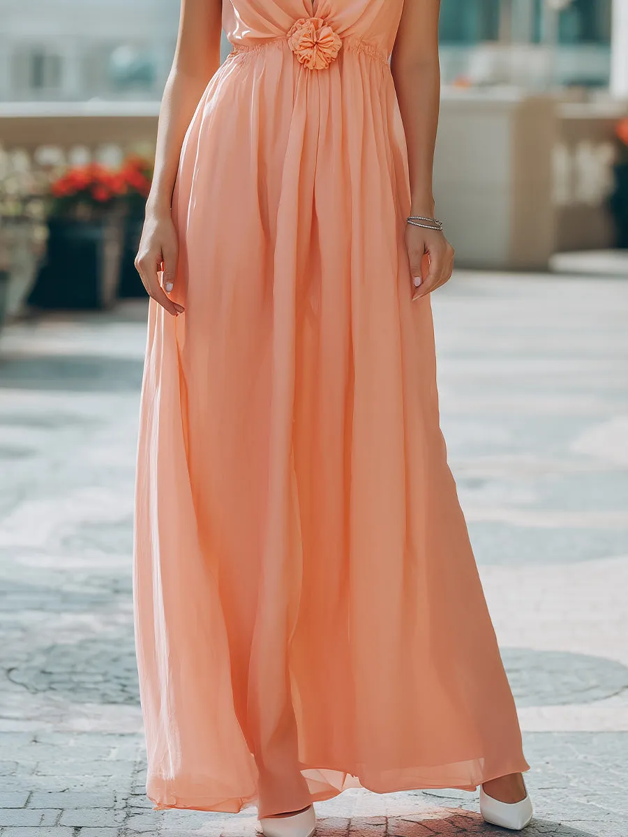 Elegant Halter Neck Chiffon Maxi Dress sold by Mooyius product image thumbnail 3