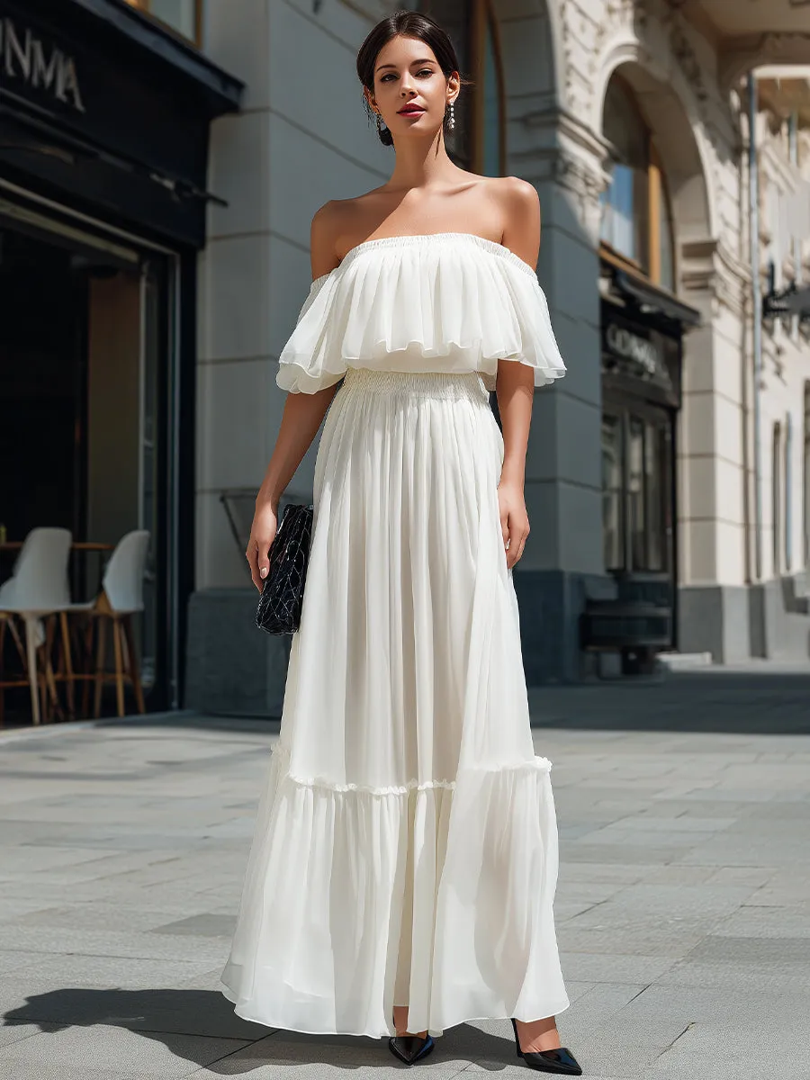 Off-Shoulder Ruffle Tiered Maxi Dress sold by Mooyius product image thumbnail 2
