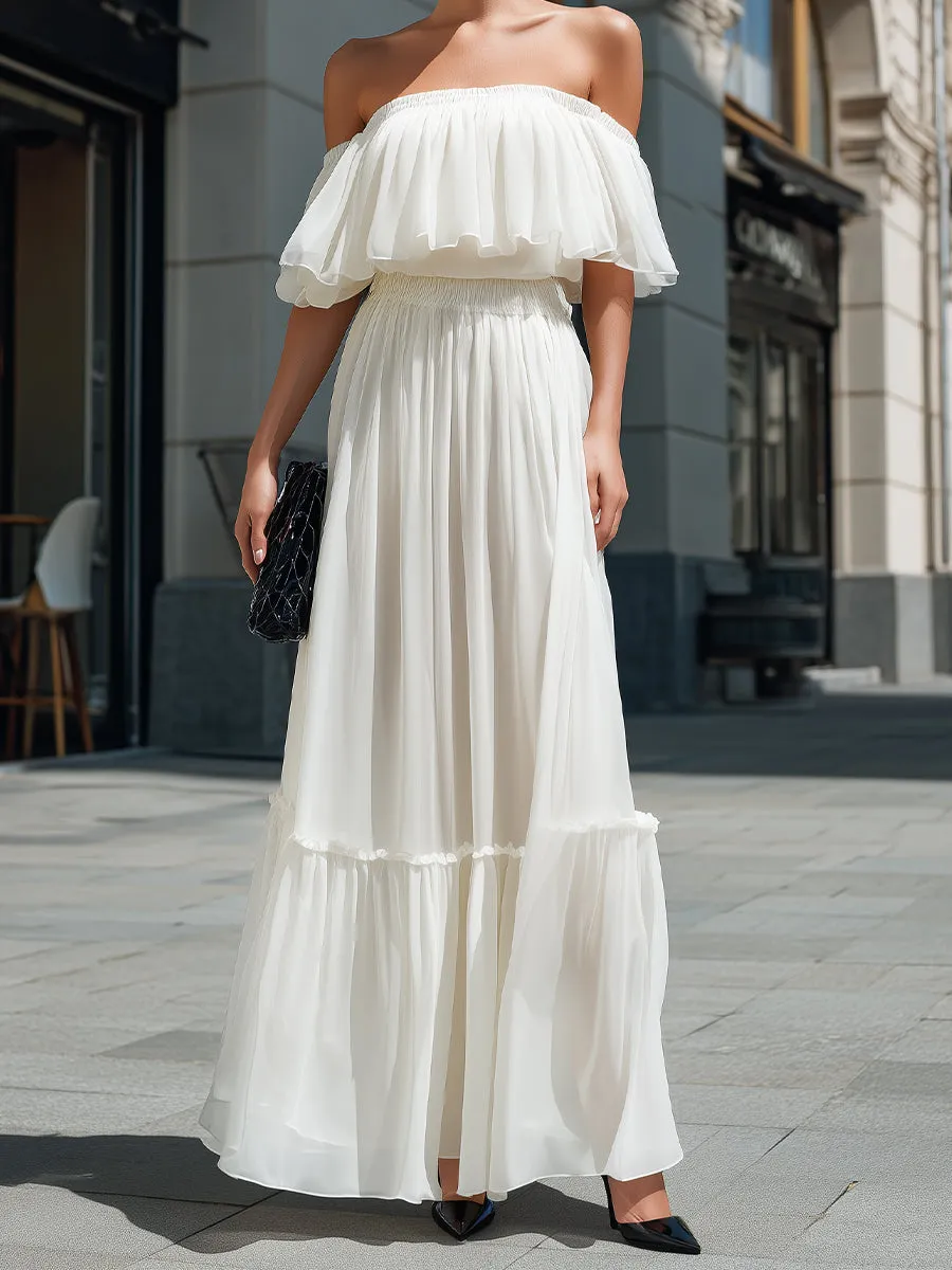 Off-Shoulder Ruffle Tiered Maxi Dress sold by Mooyius product image thumbnail 3