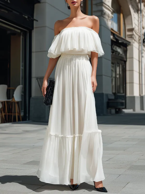 Off-Shoulder Ruffle Tiered Maxi Dress made by Mooyius
