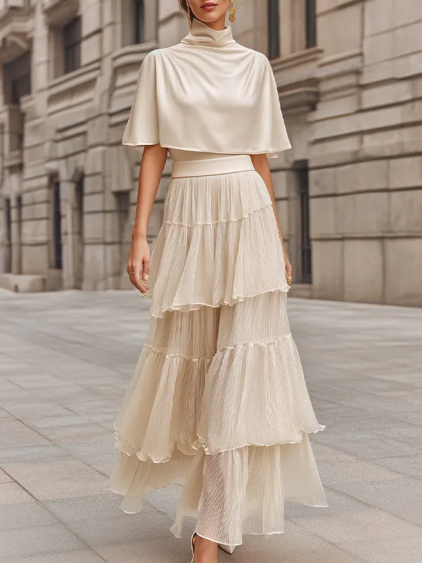 High-Waisted Tiered Pleated Maxi Skirt made by Mooyius
