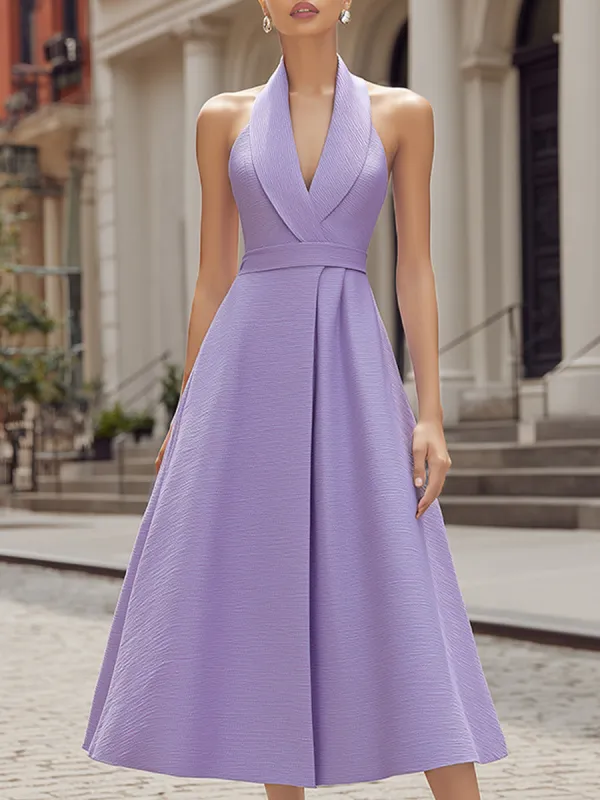 Halter Neck Wrap-Style A-Line maxi Dress made by Mooyius