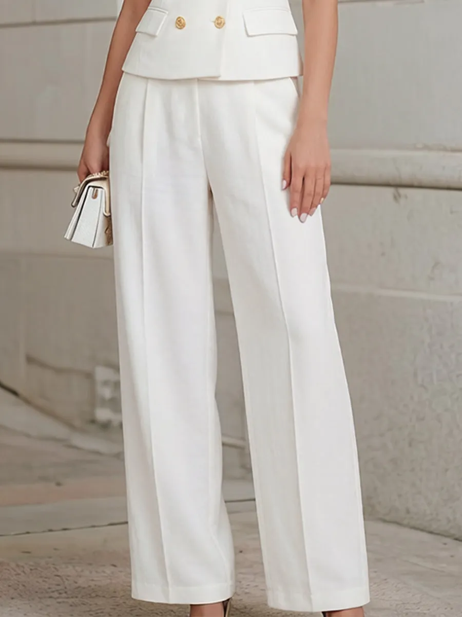 Double-Breasted Vest & High-Waisted Wide-Leg Pants Two-Piece Suit Set sold by Mooyius product image thumbnail 3