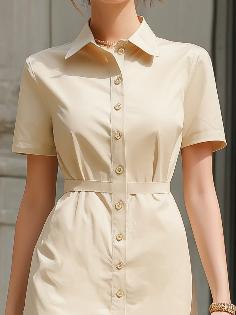 Short Sleeve Button-Down Shirt Dress sold by Mooyius product image thumbnail 2