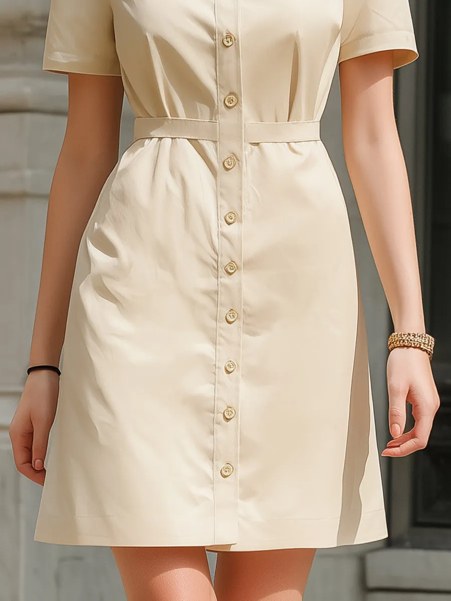Short Sleeve Button-Down Shirt Dress sold by Mooyius product image thumbnail 3