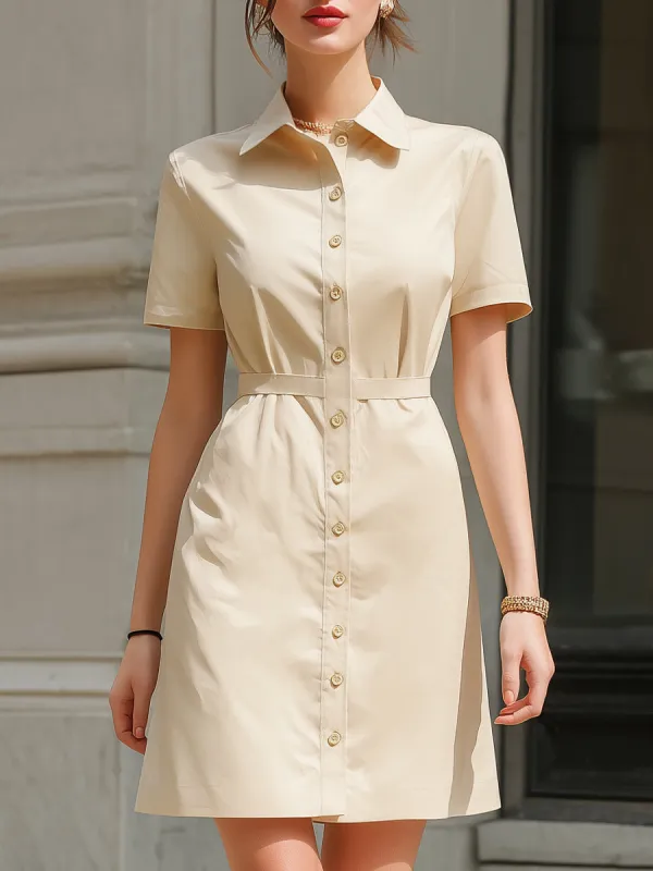 Short Sleeve Button-Down Shirt Dress made by Mooyius