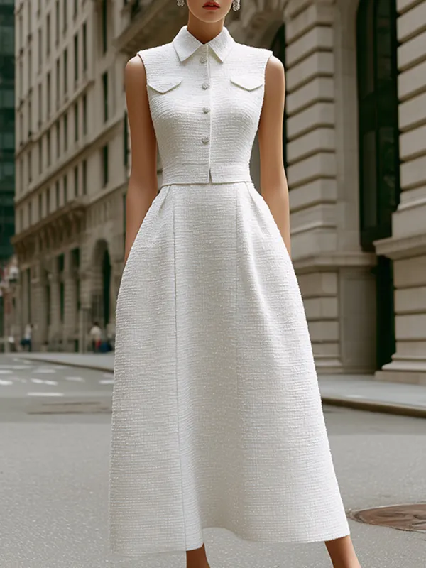 Textured Sleeveless Button-Up Maxi Dress made by Mooyius