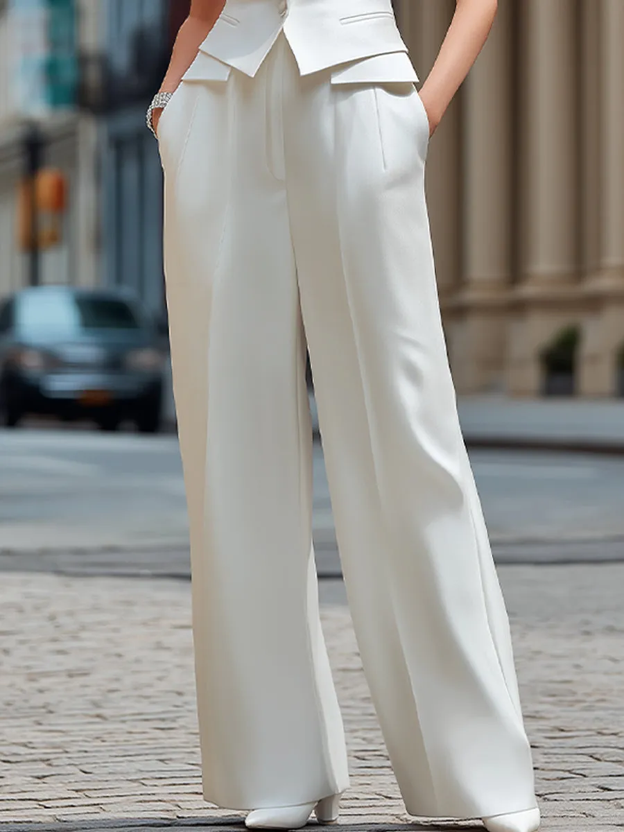 Sleeveless Embroidered Vest And Wide-Leg Pants Set sold by Mooyius product image thumbnail 3