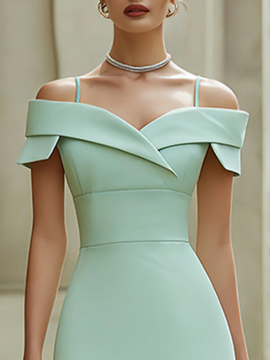 Off-Shoulder Structured Midi Bodycon Dress sold by Mooyius product image thumbnail 2