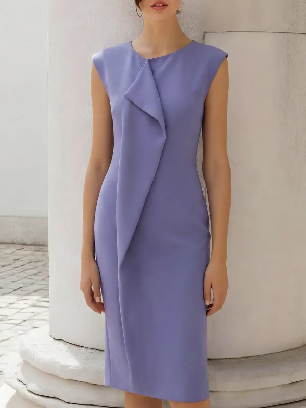 Asymmetric Draped Panel Sleeveless Midi Dress made by Mooyius