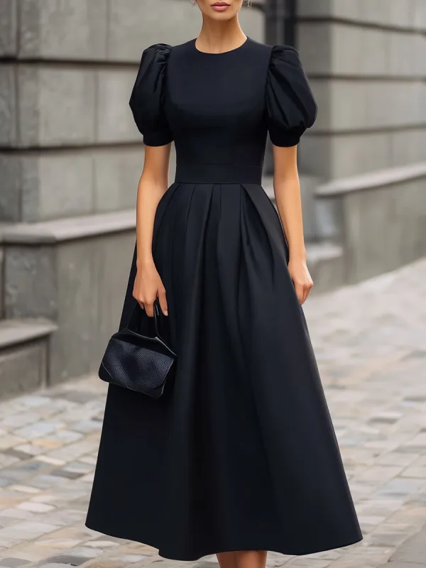 Puff Sleeve Structured Waist Maxi Dress made by Mooyius
