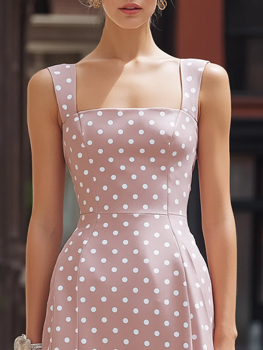Polka Dot Square Neck Ruffle Hem Maxi Dress sold by Mooyius product image thumbnail 2