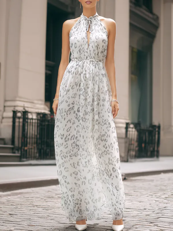 Halter Neck Printed Flowing Maxi Dress made by Mooyius