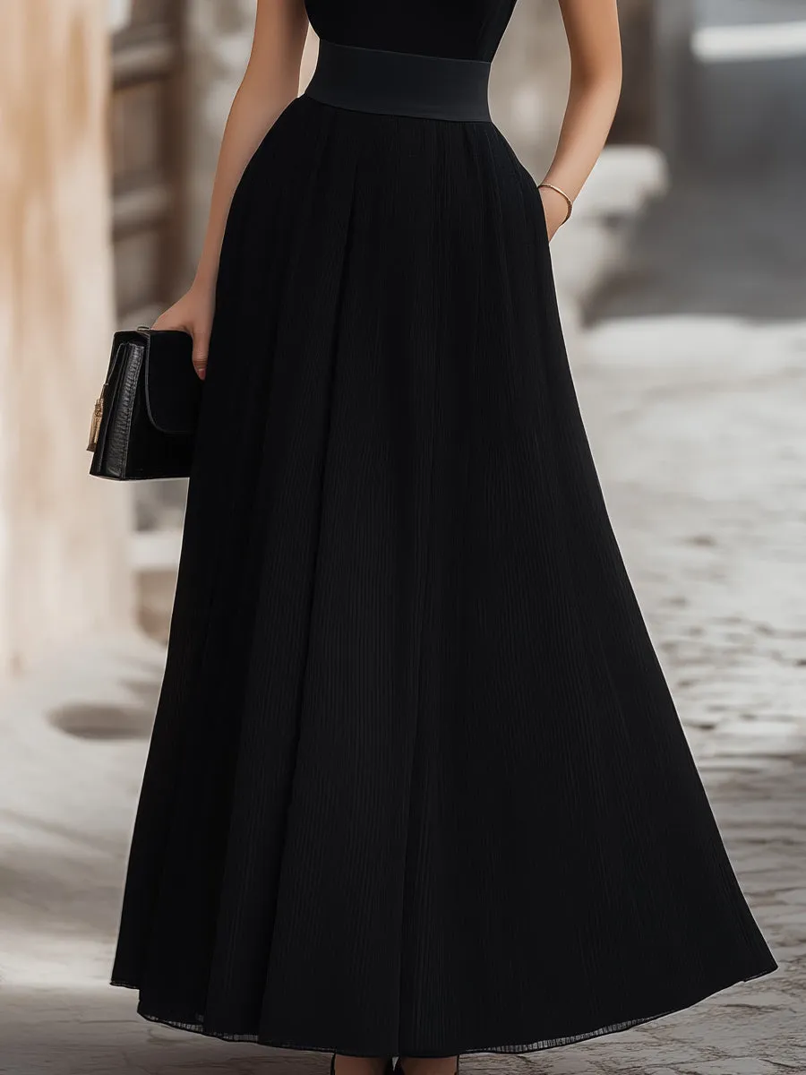 Sheer Yoke High Neck Sleeveless A-Line Maxi Dress sold by Mooyius product image thumbnail 3