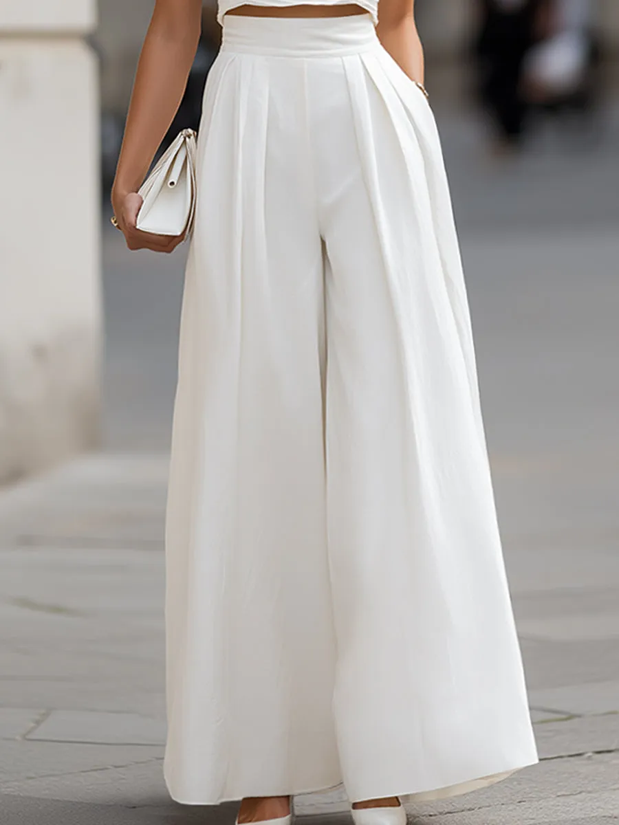 Mock Neck Ruched Crop Top & Wide-Leg Pants Set sold by Mooyius product image thumbnail 4