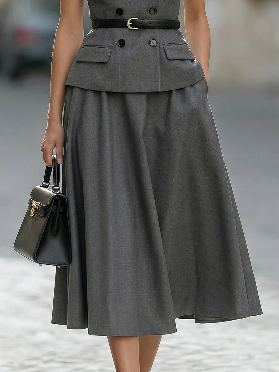 Off-Shoulder Double-Breasted Belted Midi Dress sold by Mooyius product image thumbnail 4